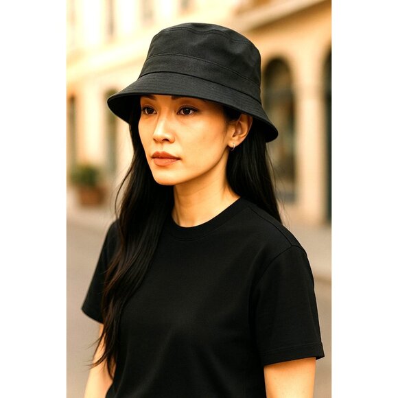 Reversible Black Floral & Solid Bucket Hat For Unisex Lightweight - Picture 3 of 14